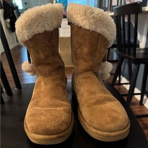 UGG Tan Suede Boots with Cream Fleece